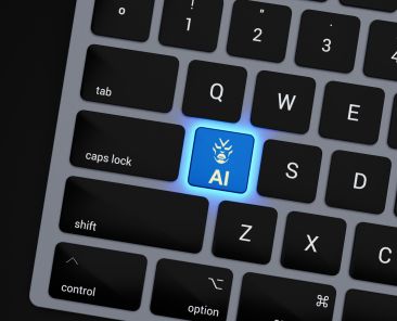 a-close-up-of-a-keyboard-with-a-blue-button