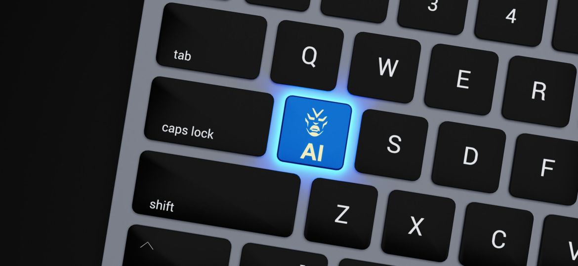 a-close-up-of-a-keyboard-with-a-blue-button
