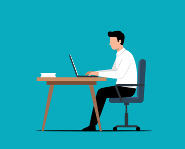 Free office worker computer vector