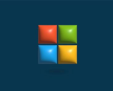 a blue background with four different colored squares