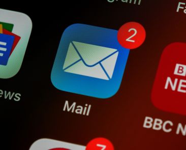closeup of mail app icon on phone