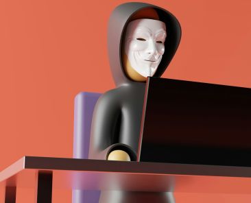 hacker typing on a laptop lego style